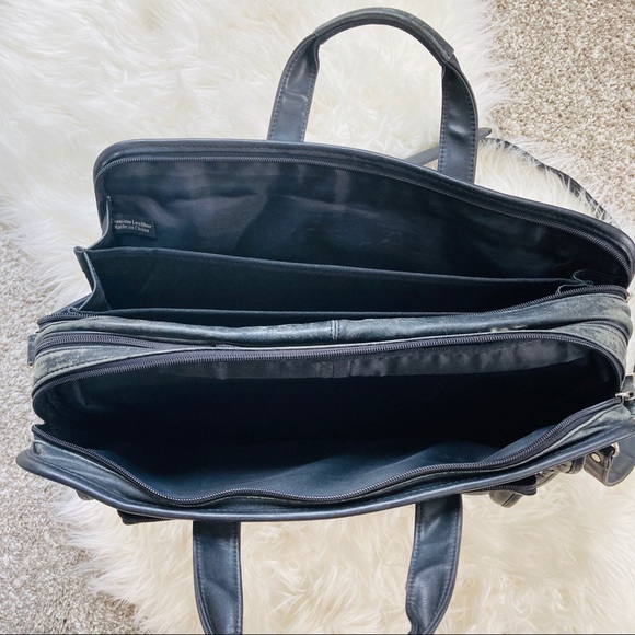 Vintage Perry Ellis | Genuine Leather Black Briefcase - Picture 4 of 7